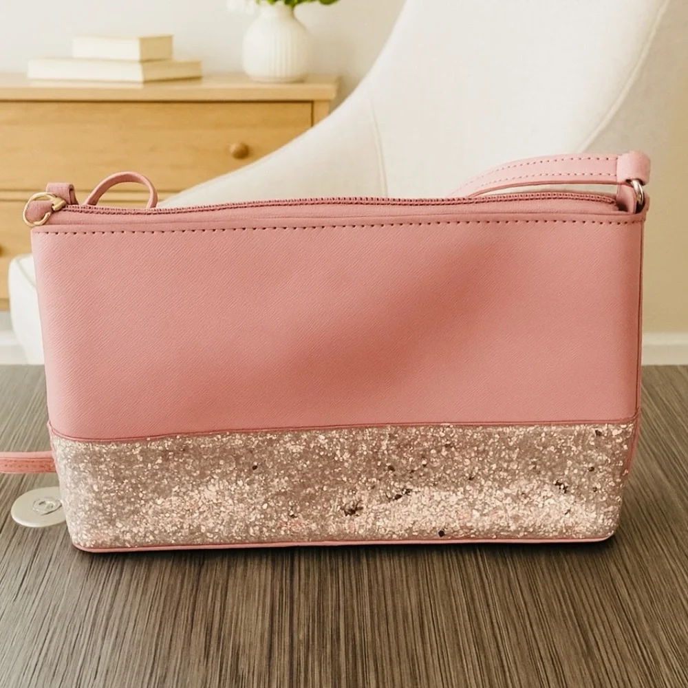 Kate Spade Pink Glitter Crossbody Bag Sequin Mini Purse – Spring Summer - Picture 6 of 11
